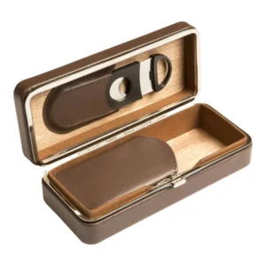 prestige cigar cases brown 3 cigar case with cutter