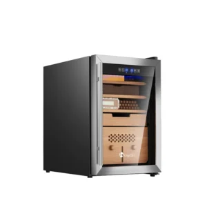 kingchii® upgrade 58l electric cigar humidor temperature & humidity control, built in humidification system with spanish cedar wood shelves & drawer hygrometer father's day gifts for men(382 capacity)