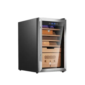 kingchii® upgrade 70l electric temperature & humidity control cigar humidor, built in humidification system with spanish cedar wood shelves & drawer hygrometer father's day gifts for men(486 capacity)