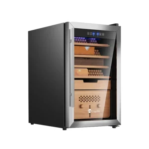 kingchii® upgrade 82l electric cigar humidor temperature & humidity control, built in humidification system with spanish cedar wood shelves & drawer hygrometer father's day gifts for men(574 capacity)