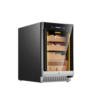 kingchii® upgrade 145l electric cigar humidor temperature & humidity control, built in humidification system with spanish cedar wood shelves & drawer hygrometer father's day gifts for men(650 capacity)