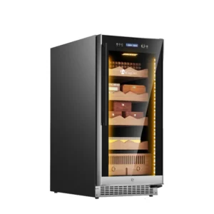 kingchii® upgrade 265l electric cigar humidor temperature & humidity control, built in humidification system with spanish cedar wood shelves & drawer hygrometer father's day gift for men(1500 capacity)