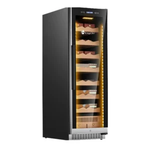 kingchii® upgrade 425l electric cigar humidor temperature & humidity control, built in humidification system with spanish cedar wood shelves & drawer hygrometer father's day gift for men(2200 capacity)